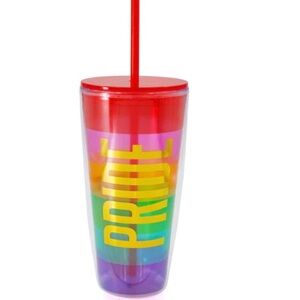 Pride LGBTQ Rainbow Travel Tumbler 22 oz Double-Wall Acrylic Straw and Lid New